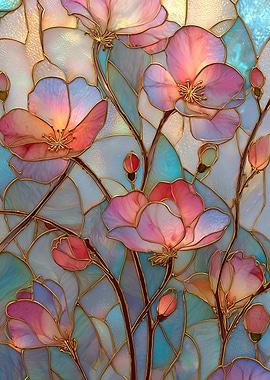 Stained Glass Floral Art