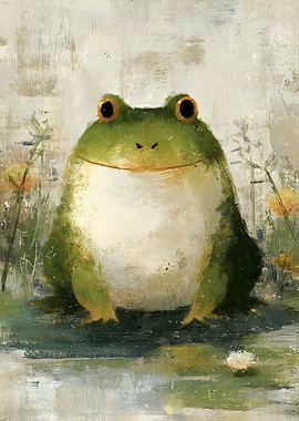Chubby Frog in a Pond