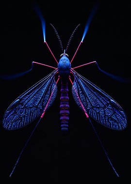Neon Bioluminescent Mosquito Macro Photography