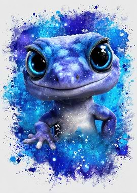 Blue Gecko With Cosmic Splash