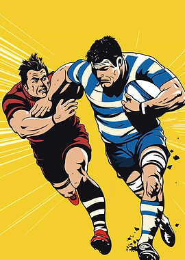 Rugby Players in Action