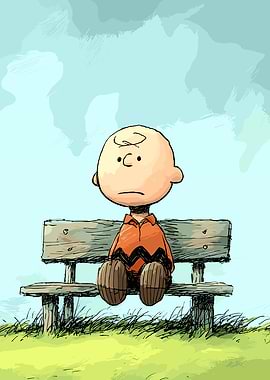 Charlie Brown Sitting on a Bench