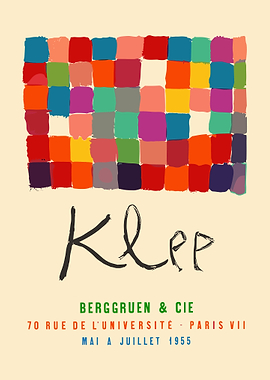 Klee Exhibition Poster, Vintage Abstract Grid Art, Paris Gallery Wall Print