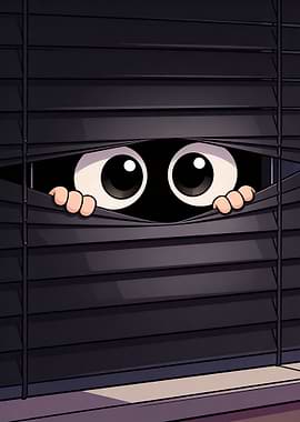 Peeking Eyes Behind Blinds