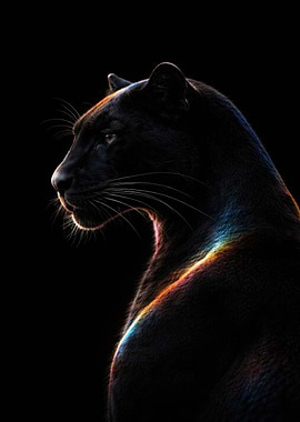 Black Panther with Rainbow Light