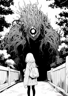 Girl faces a monstrous tree creature