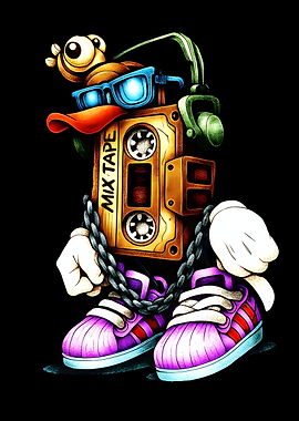 Retro Cassette Tape Character