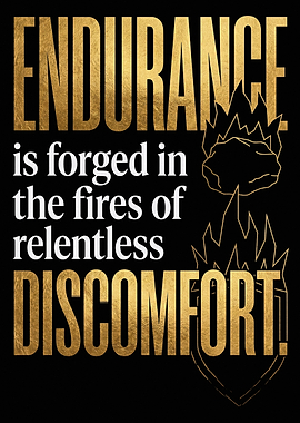 Mental Toughness Endurance Discomfort Quote Gold Foil Art