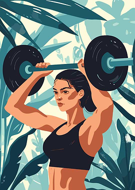 Woman lifting weights in nature