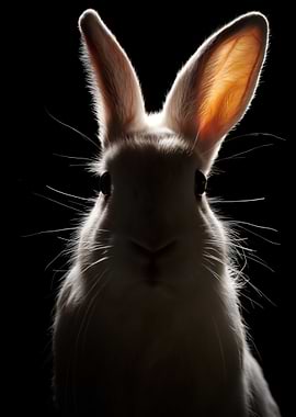 Close-up of a White Rabbit's Face