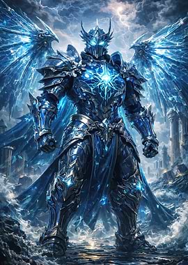 Blue Knight with Crystal Wings