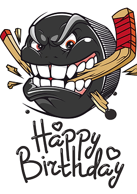 Angry Hockey Puck Happy Birthday