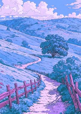 Anime Landscape with Winding Path