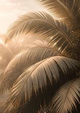 Tropical Palm Fronds in Sepia Tones