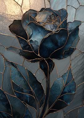 Stained Glass Blue Rose