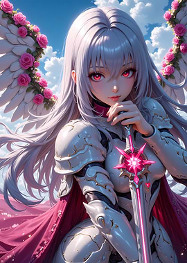 Anime Angel Knight with Pink Sword