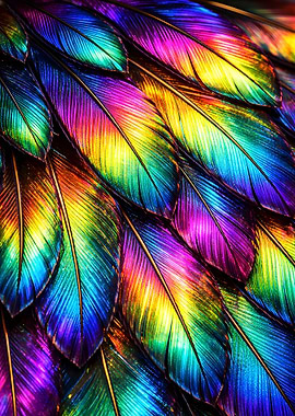 Vibrant Rainbow Feathers Close-up