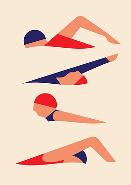 Four Swimmers in Motion