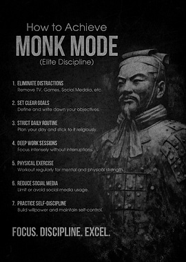 Monk Mode Discipline Poster