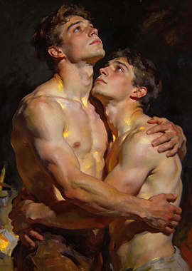 Two men embracing