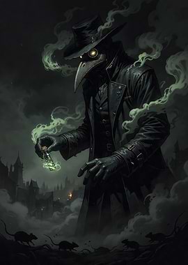 Plague Doctor with Potion and Rats