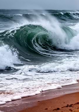 Crashing Ocean Wave on Beach