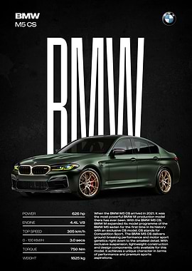 BMW M5 CS Car Poster