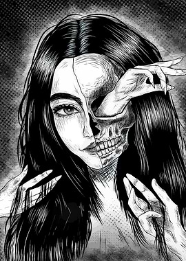 Gothic Woman with Skull Face