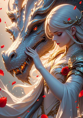 Woman and Dragon with Roses