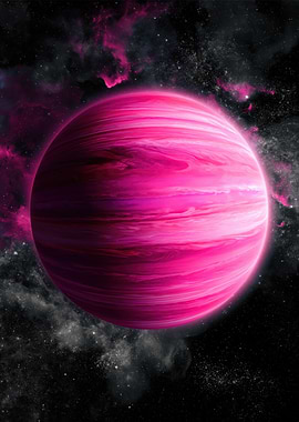 Pink Planet in Nebula