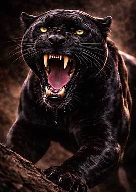 Fierce Black Panther Roaring