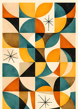Mid-Century Modern Geometric Abstract Art