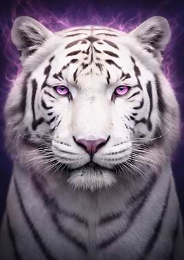 White Tiger with Purple Aura