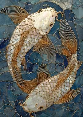 Yin Yang Koi Fish Mosaic