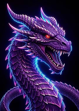 Purple Dragon with Neon Glow