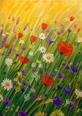 Vibrant Wildflower Meadow Painting