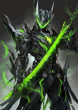 Cyberpunk Warrior with Neon Sword