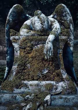 Moss-Covered Angel Statue