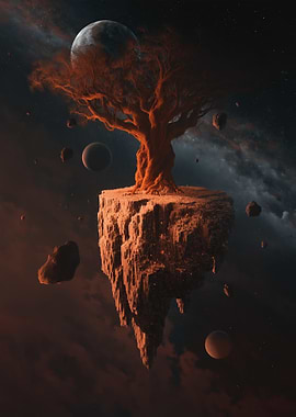 Floating Island Tree in Space