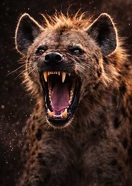Aggressive Hyena Roaring