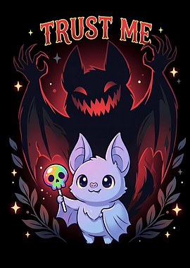 Cute Bat with Skull Lollipop