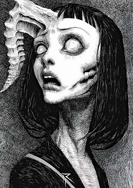Horror Anime Girl with Horns