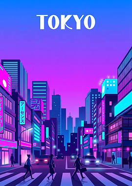 Tokyo Neon Cityscape