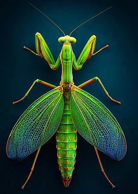 Vibrant Green Praying Mantis Macro Photography