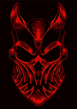 Red Demon Skull Mask