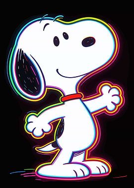 Snoopy with Neon Outline