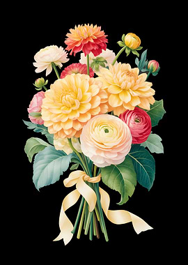 Vibrant Floral Bouquet with Yellow Ribbon