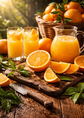 Fresh Oranges and Juice