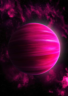 Pink Gas Giant Planet in Nebula