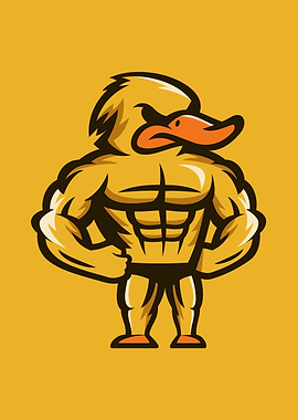 Muscular Duck Mascot